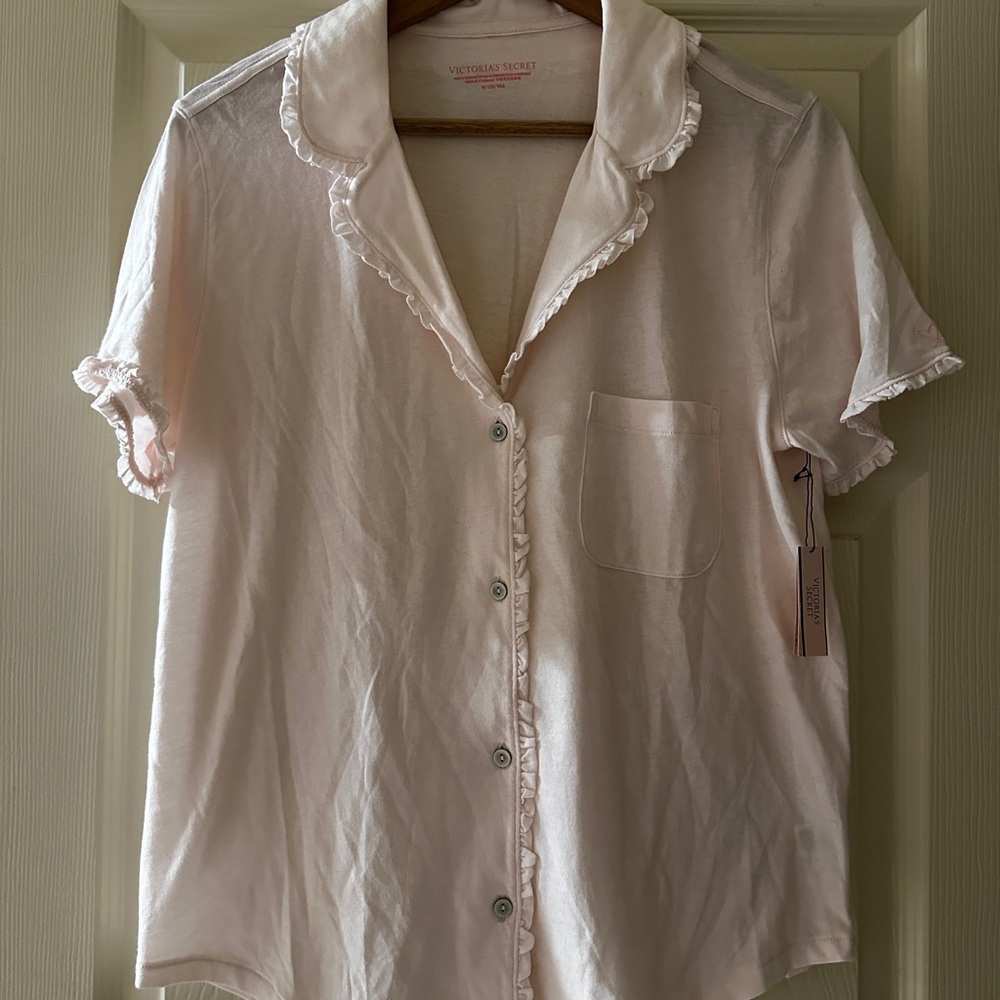 Victoria's Secret Pink Ruffle Button-Up Shirt